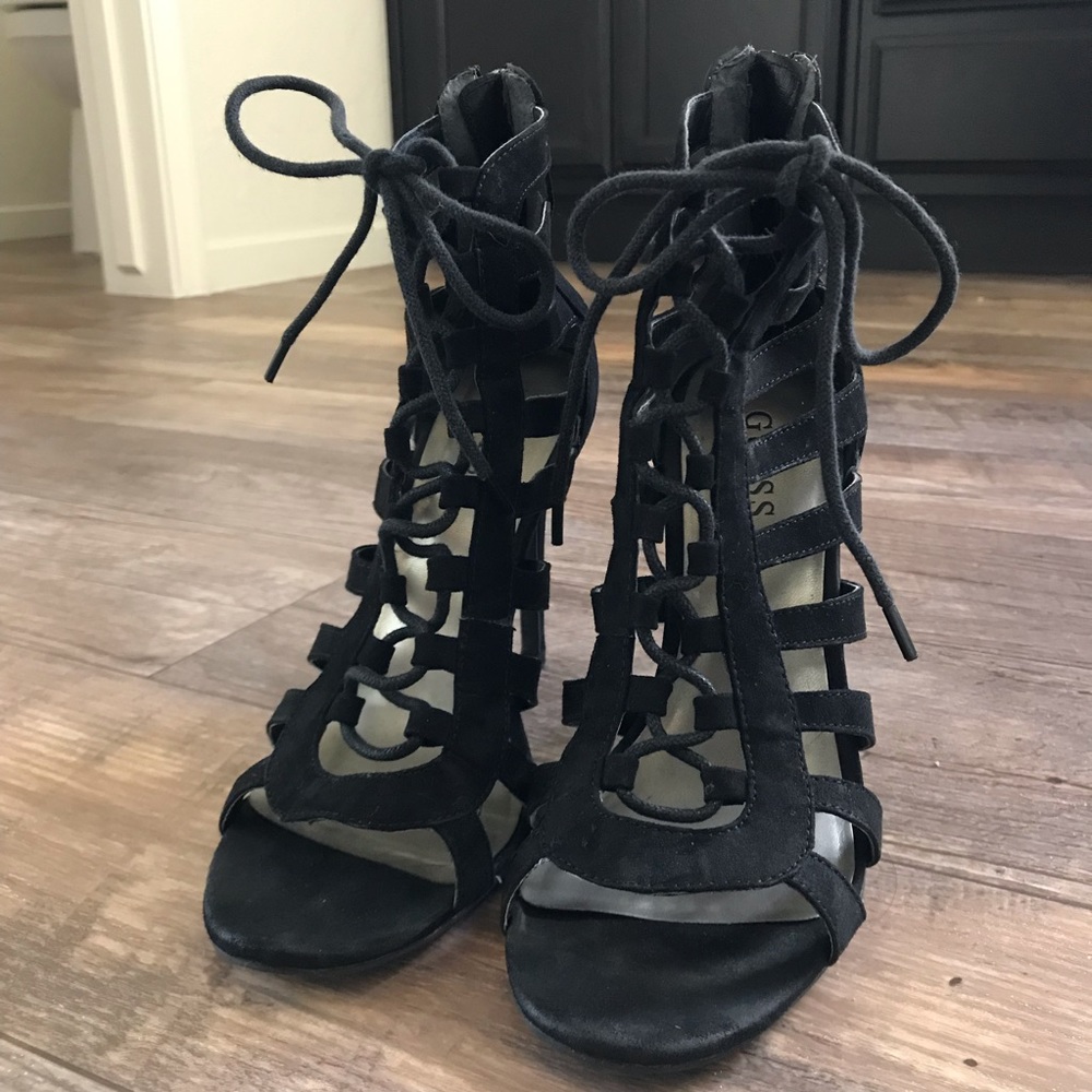 GUESS Black Lace Up Heel